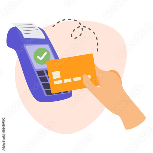 Payment with Debit Card POS Illustration
