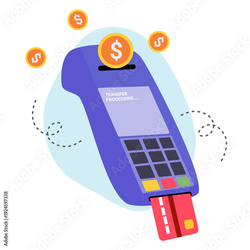Portable EDC Machine Wireless Payment Illustration