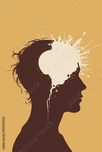 Exploding Brain Silhouette: Child Anxiety Overthinking, Anger Outburst, Trauma Noise Therapy