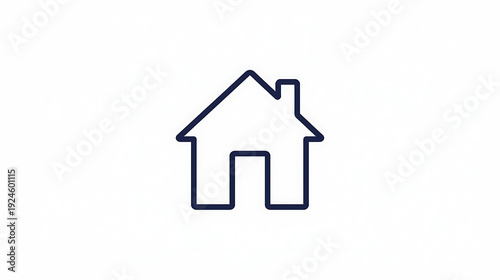 Simple and minimalist line drawing of a house with a pitched roof