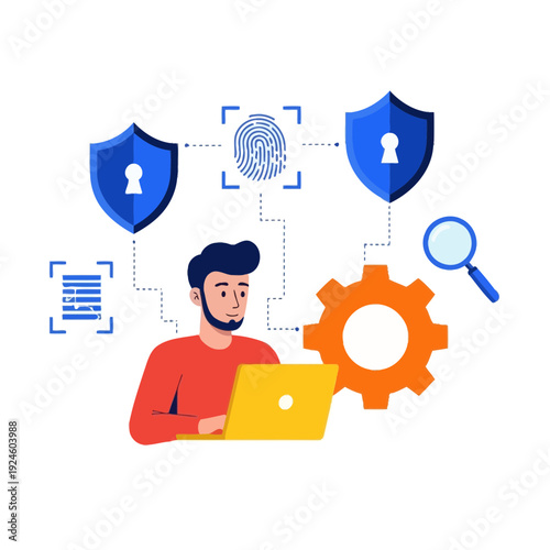 Cyber Security Illustration – Data Protection, Encryption and Digital Privacy Concept Design