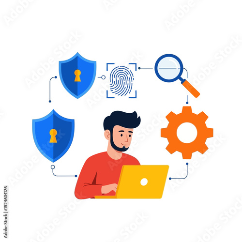 Cyber Security Illustration – Data Protection, Encryption and Digital Privacy Concept Design