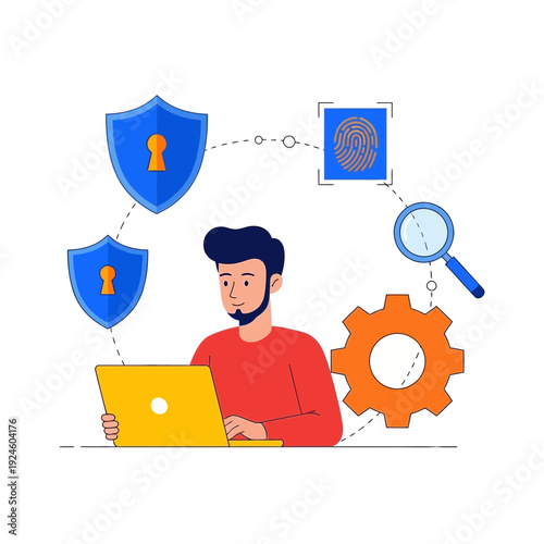 Cyber Security Illustration – Data Protection, Encryption and Digital Privacy Concept Design