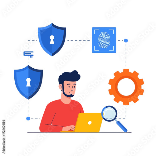 Cyber Security Illustration – Data Protection, Encryption and Digital Privacy Concept Design