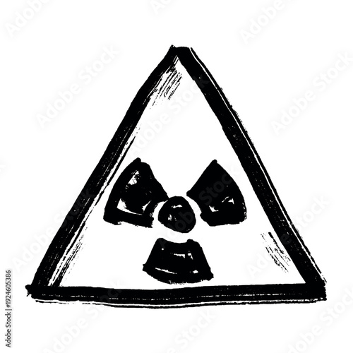 Hand drawn radiation sign Nuclear radiation hazard symbol Radioactive danger warning sign clipart in doodle style Nuclear safety Radioactive waste Single element for print, web, design, decor