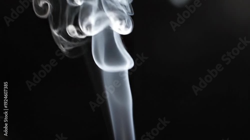 Ethereal Smoke Plume: Delicate Wisps on Black
