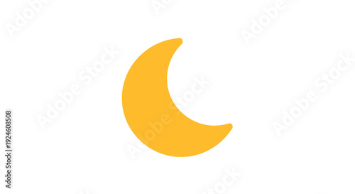 Crescent Moon Vector Illustration, Flat Design, Symbol of Night, Astronomy, Isolated on White