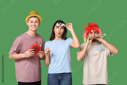 Young friends in funny disg...