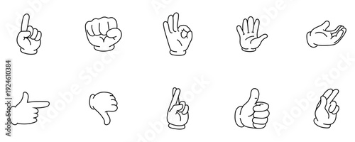 Cartoon Hand Gesture Icons Set