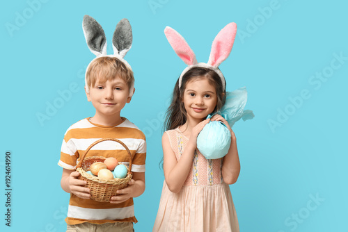 Cute little child in bunny ...