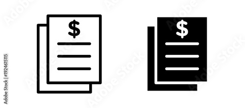 Bank statement icon in black color for website or app.