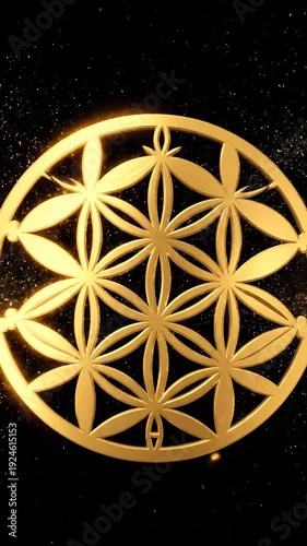 Golden Flower of Life Sacred Geometry Symbol Animation Loop