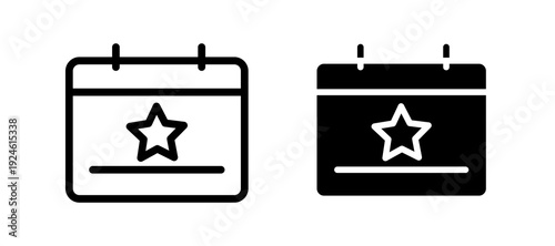 Calendar with event icon in black color for website or app.