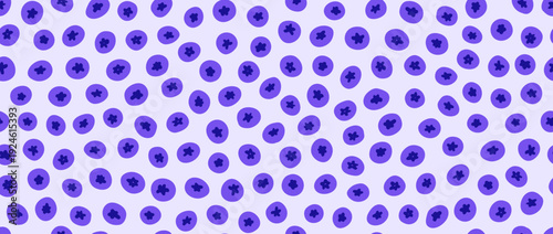 Seamless hand drawn blueberry pattern. Repeated doodled blueberries background. Sketched berries wallpaper design for fabric, textile print, wrapping paper. Vector repeating bilberry dessert pattern