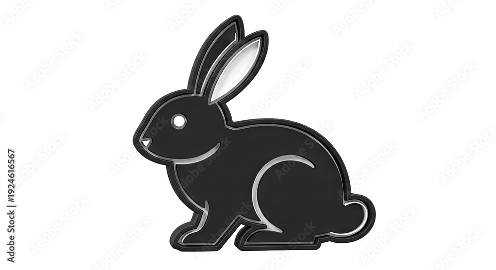 Obraz premium Black Rabbit Icon with Silver Trim