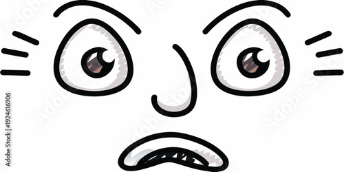 Cartoon face expressing worry with large eyes and downturned mouth