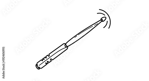 Drumstick Hitting Cymbal with Sound Waves Illustration