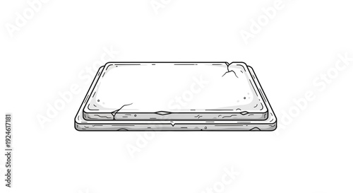 Cracked Stone Slab Pedestal Base for Display or Sculpture - Isolated on White Background