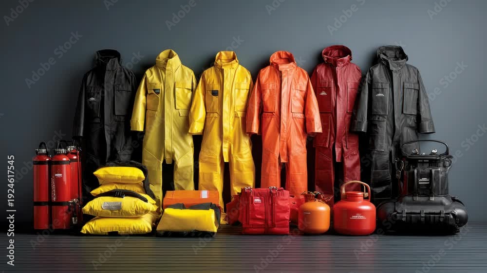 custom made wallpaper toronto digitalGroup of professional safety gear, suits, and equipment in a studio shot