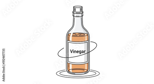Bottle of Vinegar Rotating on a Plate, Kitchen Ingredient for Cooking and Cleaning