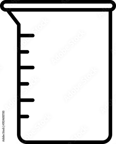 Black beaker glass icon - outline