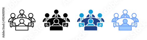 Business Meeting icon set multiple style collection