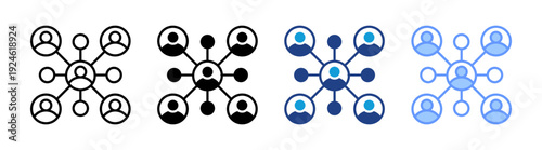 Network icon set multiple style collection