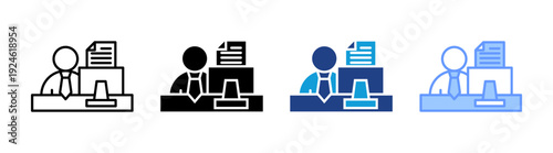 Secretary icon set multiple style collection