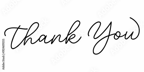 Elegant cursive handwriting spells out the phrase thank you