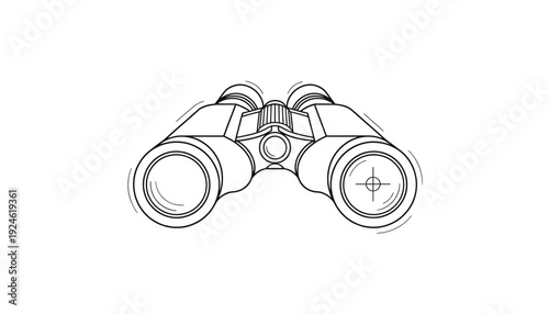 Binoculars Illustration - Vintage Style Sketch, Close-up View