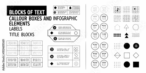Collection of graphic elements text blocks callouts and infographic shapes