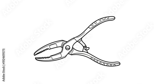Black and White Illustration of Combination Pliers on a White Background