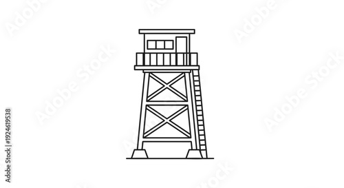 Watchtower Guard Post Security Lookout Tower Line Art Icon