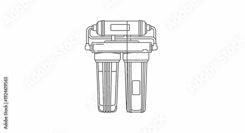 Water Filter System Schematic Drawing, Clean Water Technology Concept