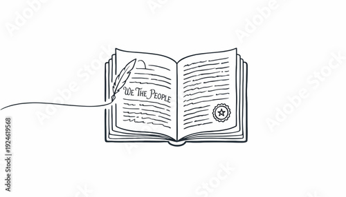 We the People Constitution Book Quill Pen Writing Law Document