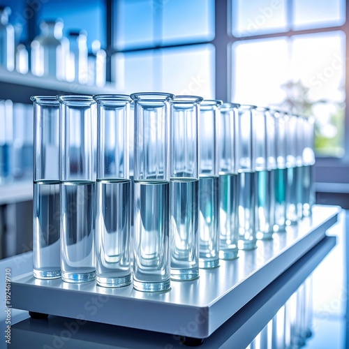 Laboratory Glassware - A Detailed View of Test Tubes in a Scientific Setting.