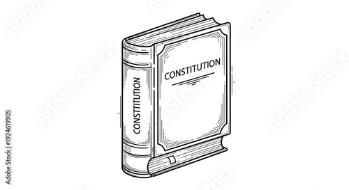 Vintage Constitution Book Illustration - Symbol of Law, Justice, and Government