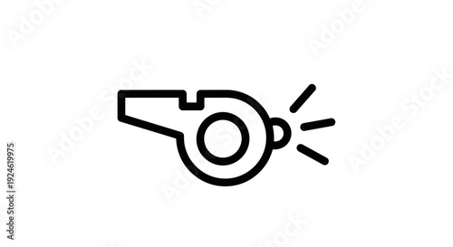 Sports Whistle Icon Line Art - Referee or Coach Signal