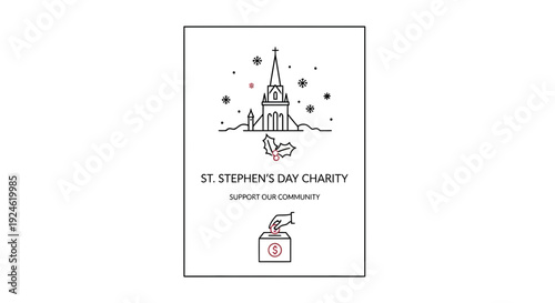 St. Stephen's Day Charity Donation Box with Church Illustration