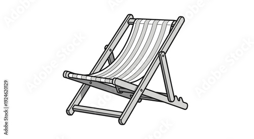 Striped Deck Chair - Simple Line Art Illustration