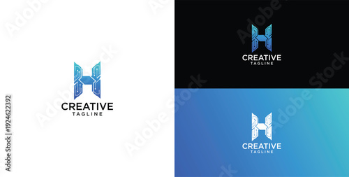 technology logo vector. H initial logo design