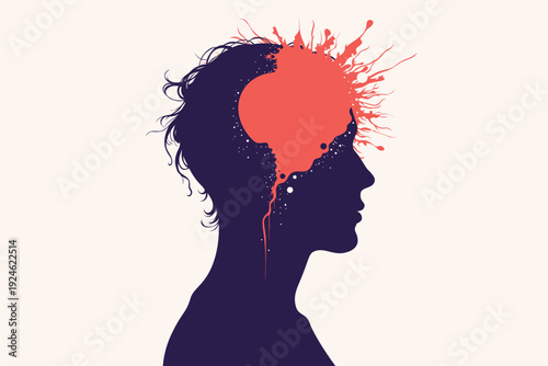Exploding Brain Silhouette: Child Anxiety Overthinking, Anger Outburst, Trauma Noise Therapy