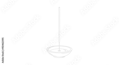 Minimalist Incense Holder with Burning Stick and Smoke, Zen Concept