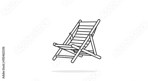 Minimalist Line Art Deck Chair on White Background