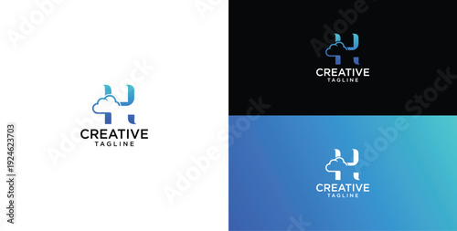 technology logo vector. H initial logo design