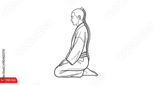 Martial Arts Practitioner Meditating in Seiza Pose, Zen Buddhism, Traditional Kimono