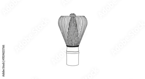 Matcha Whisk (Chasen) - Traditional Japanese Tea Ceremony Tool, Line Art Illustration