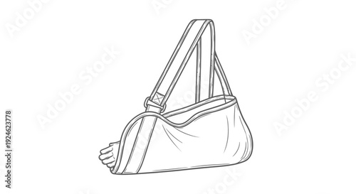 Medical Arm Sling for Injury Support and Immobilization - Line Drawing