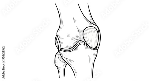 Knee Joint Anatomy Illustration - Medical Line Art
