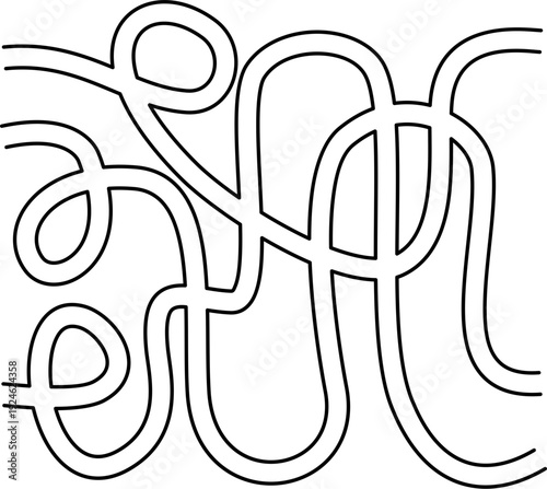 Maze Path for Kids Worksheet, Fun Abstract Maze Line Game, Abstract Doodle Maze Path Game